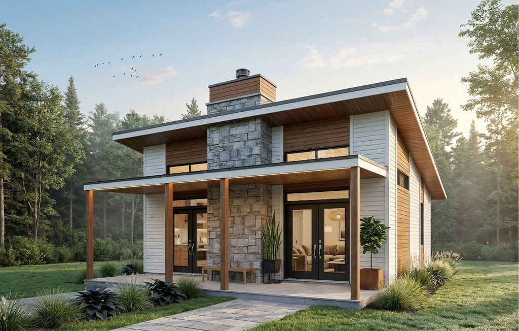 Exterior - Front Elevation 2 for Contemporary House Plan #23-2605 - 2 bed, 1 bath