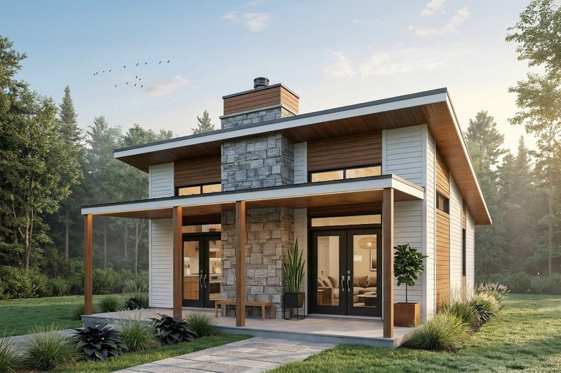 Exterior - Front Elevation 2 for Contemporary House Plan #23-2605 - 2 bed, 1 bath