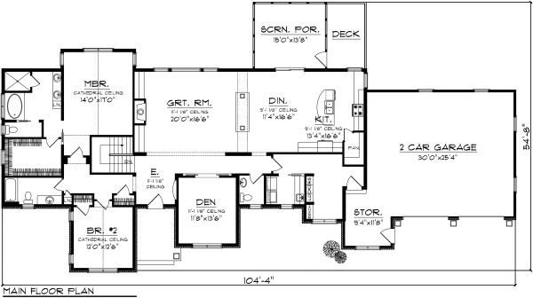 Architectural House Design - Ranch Floor Plan - Main Floor Plan #70-1140