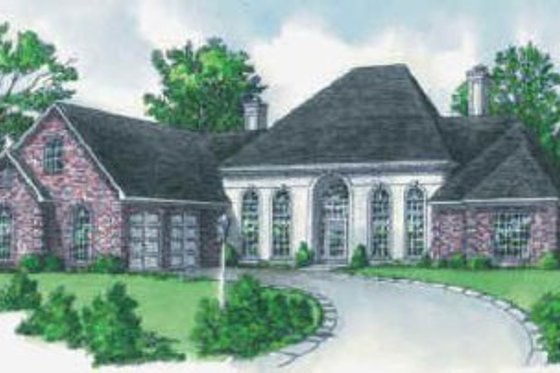 Exterior - Front Elevation for European House Plan #16-175 - 4 bed, 3 bath