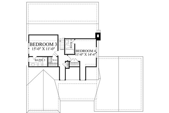 Floor Plan - Upper Floor for Cottage House Plan #137-396 - 4 bed, 4 bath