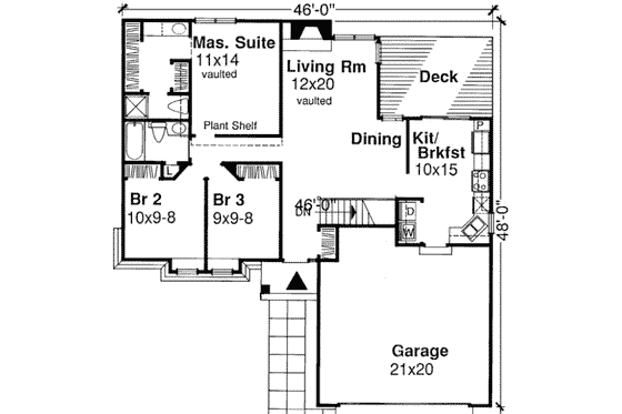 Floor Plan - Main Floor for Traditional House Plan #320-120 - 3 bed, 2 bath