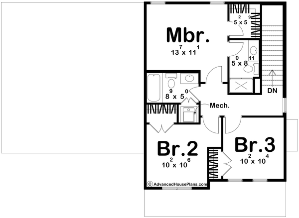 House Plan Design - Traditional Floor Plan - Upper Floor Plan #455-352