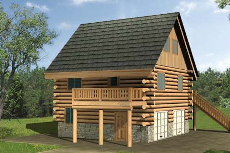 House Design - Log Exterior - Front Elevation Plan #117-554
