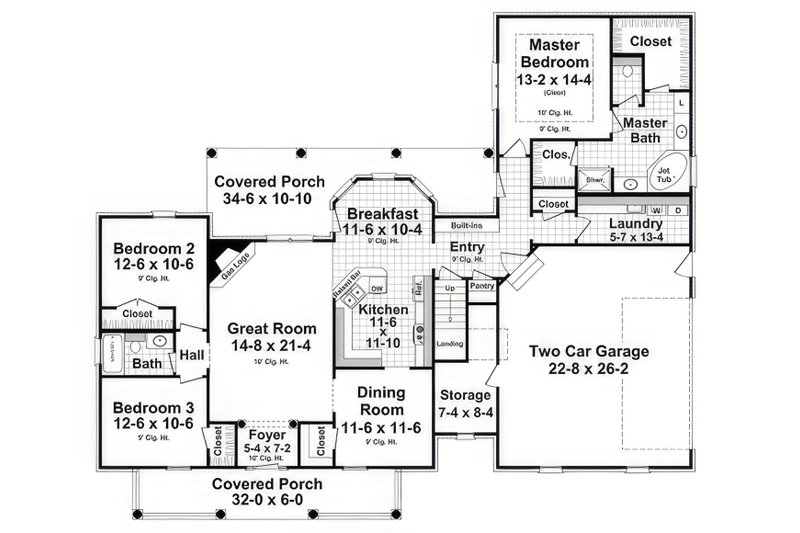 House Plan Design - Floor Plan - Main Floor for Traditional House Plan #21-582 - 3 bed, 2 bath