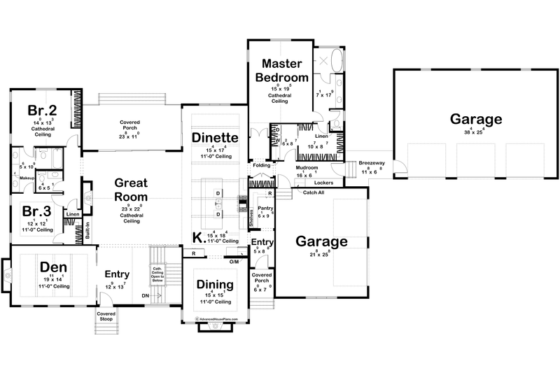 House Blueprint - Floor Plan - Main Floor for Cottage House Plan #455-774 - 3 bed, 2.5 bath