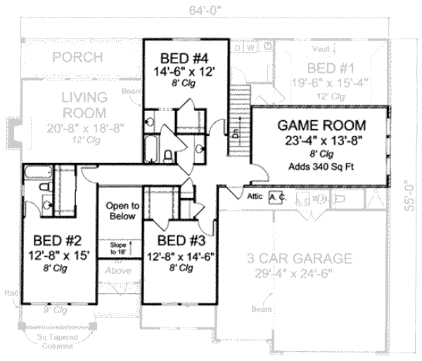 Dream House Plan - Traditional Floor Plan - Upper Floor Plan #20-1834