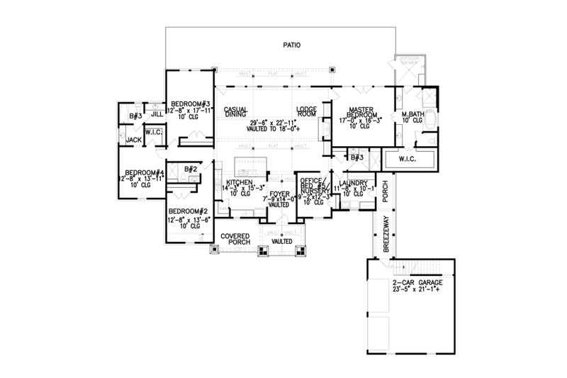 House Plan Design - Floor Plan - Main Floor for Craftsman House Plan #54-545 - 5 bed, 4 bath