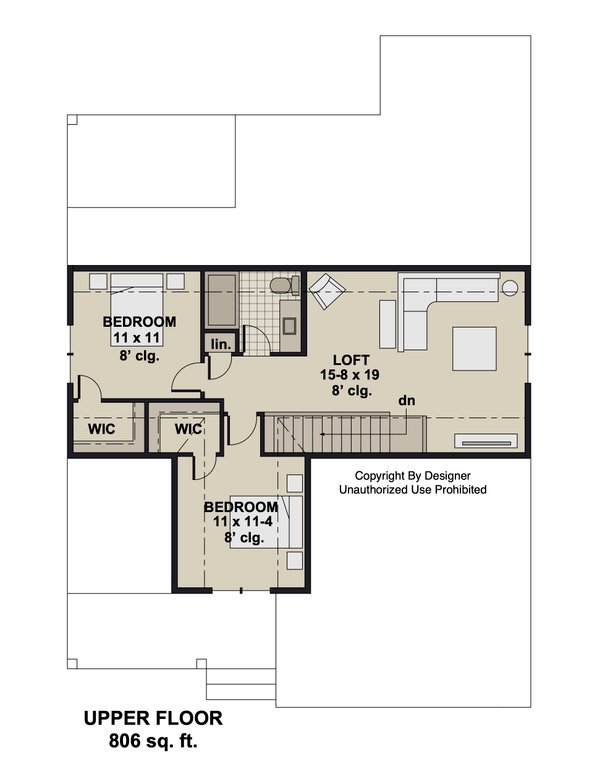 House Blueprint - Farmhouse Floor Plan - Upper Floor Plan #51-1404