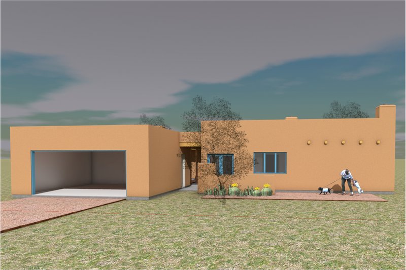 Architectural House Design - Adobe / Southwestern Exterior - Front Elevation Plan #450-9
