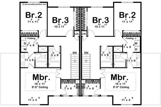Floor Plan - Upper Floor for Farmhouse House Plan #455-750 - 3 bed, 2.5 bath