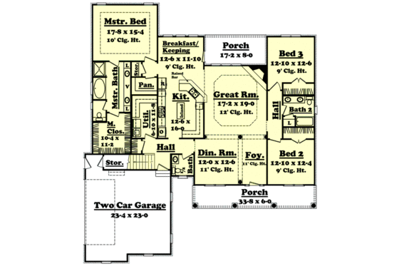 Floor Plan - Main Floor for Colonial House Plan #430-32 - 3 bed, 2.5 bath