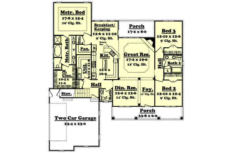 Dream House Plan - Floor Plan - Main Floor for Colonial House Plan #430-32 - 3 bed, 2.5 bath