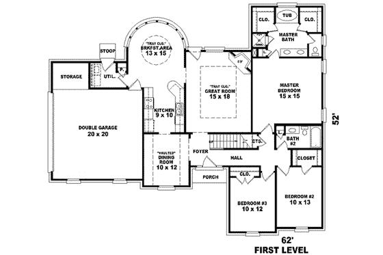 Floor Plan - Main Floor for European House Plan #81-869 - 3 bed, 2 bath