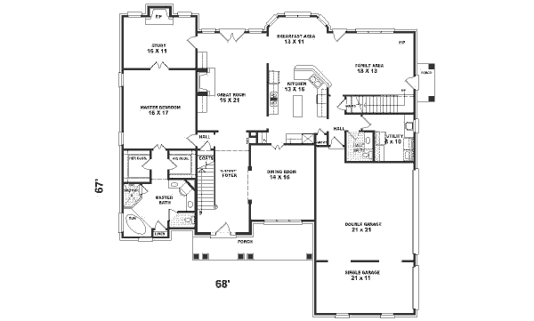 Traditional Floor Plan - Main Floor Plan #81-380
