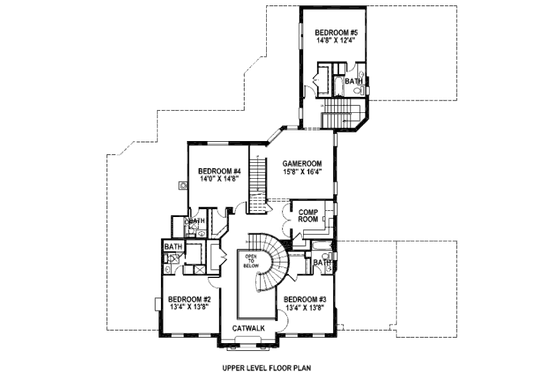 Floor Plan - Upper Floor for European House Plan #141-277 - 5 bed, 6.5 bath