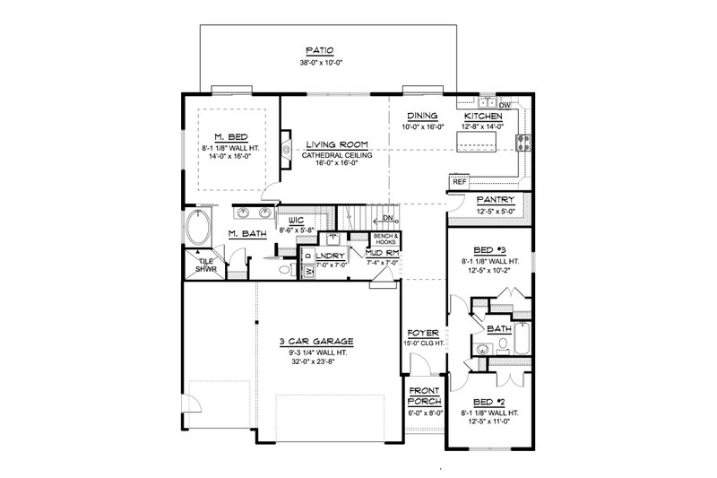 Architectural House Design - Floor Plan - Main Floor for Ranch House Plan #1064-177 - 4 bed, 3 bath
