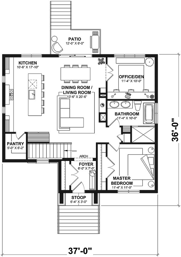 Bungalow Floor Plan - Main Floor Plan #23-2808