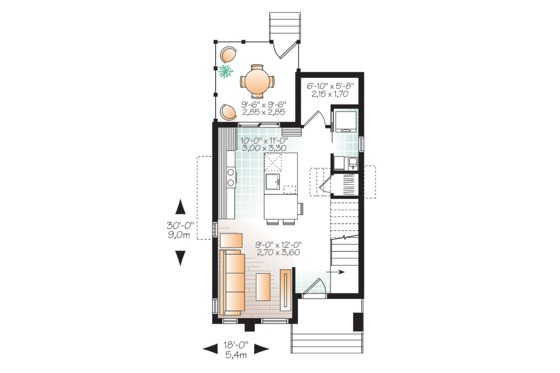 Floor Plan - Main Floor for Contemporary House Plan #23-2612 - 3 bed, 1.5 bath