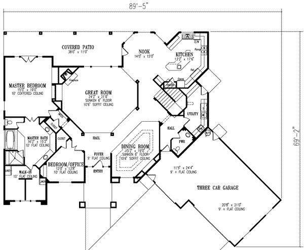Home Plan - Adobe / Southwestern Floor Plan - Main Floor Plan #1-889