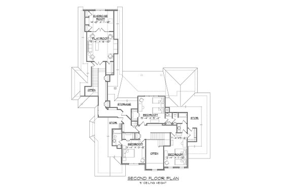 Floor Plan - Upper Floor 1 for Traditional House Plan #1054-59 - 5 bed, 4.5 bath
