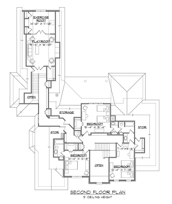 Traditional Floor Plan - Upper Floor Plan #1054-59