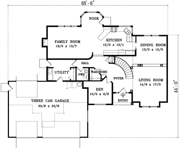 Traditional Floor Plan - Main Floor Plan #1-963