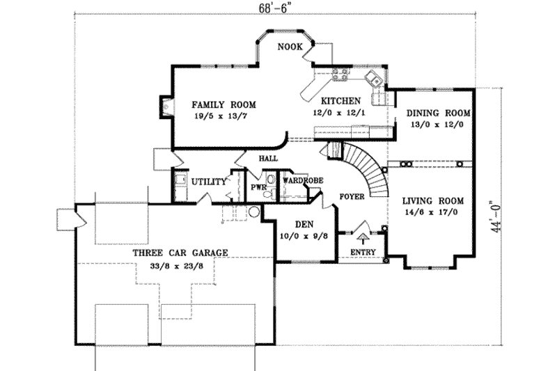 Dream House Plan - Floor Plan - Main Floor for Traditional House Plan #1-963 - 3 bed, 2.5 bath