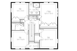 Floor Plan - Upper Floor for Traditional House Plan #423-14 - 5 bed, 3 bath