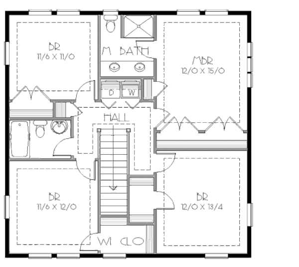 Traditional Floor Plan - Upper Floor Plan #423-14