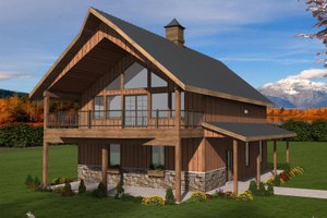 Cabin Exterior - Front Elevation Plan #117-998