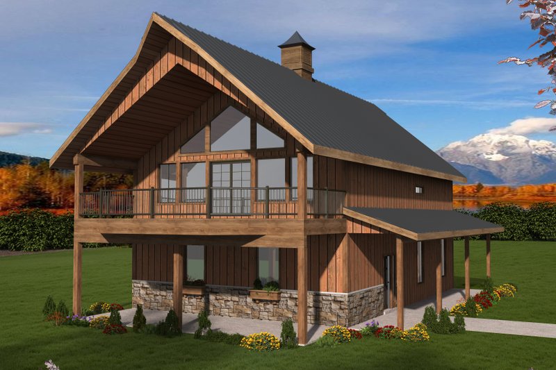 Architectural House Design - Cabin Exterior - Front Elevation Plan #117-998