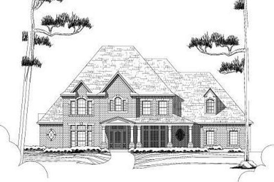 Exterior - Front Elevation for European House Plan #411-762 - 4 bed, 3.5 bath