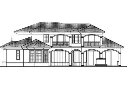 Exterior - Rear Elevation for Mediterranean House Plan #27-390 - 5 bed, 5.5 bath