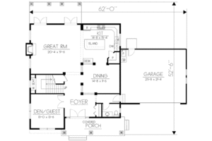 Floor Plan - Main Floor for Bungalow House Plan #100-502 - 4 bed, 2.5 bath