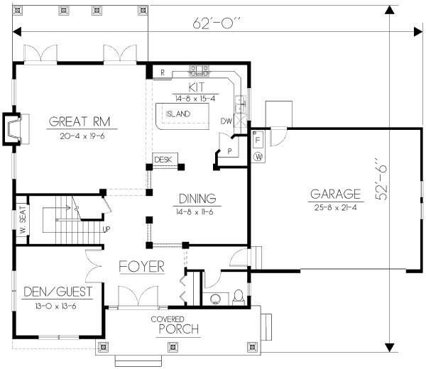 Bungalow Floor Plan - Main Floor Plan #100-502