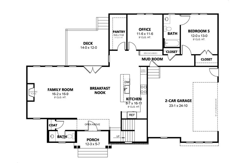 Architectural House Design - Floor Plan - Main Floor for Traditional House Plan #1080-18 - 5 bed, 4.5 bath