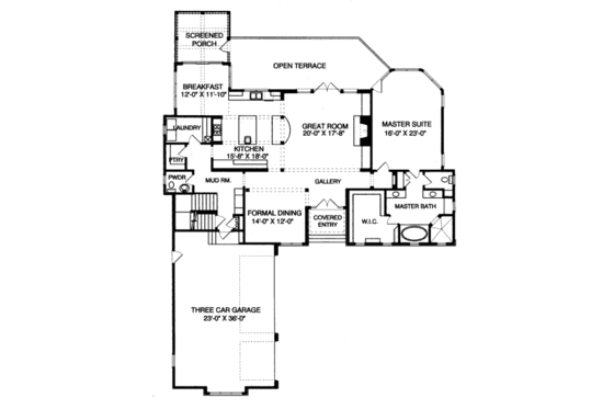 Floor Plan - Main Floor for European House Plan #413-812 - 4 bed, 4.5 bath