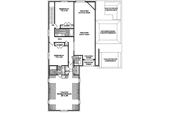 Floor Plan - Upper Floor for European House Plan #81-568 - 3 bed, 4.5 bath