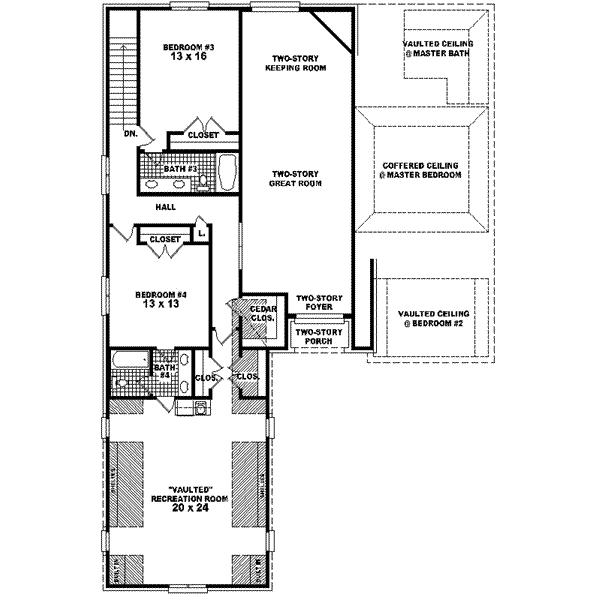 Floor Plan - Upper Floor for European House Plan #81-568 - 3 bed, 4.5 bath