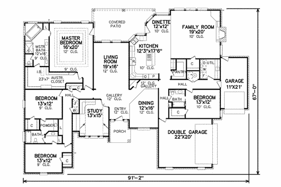 Floor Plan - Main Floor for Traditional House Plan #65-302 - 4 bed, 3 bath