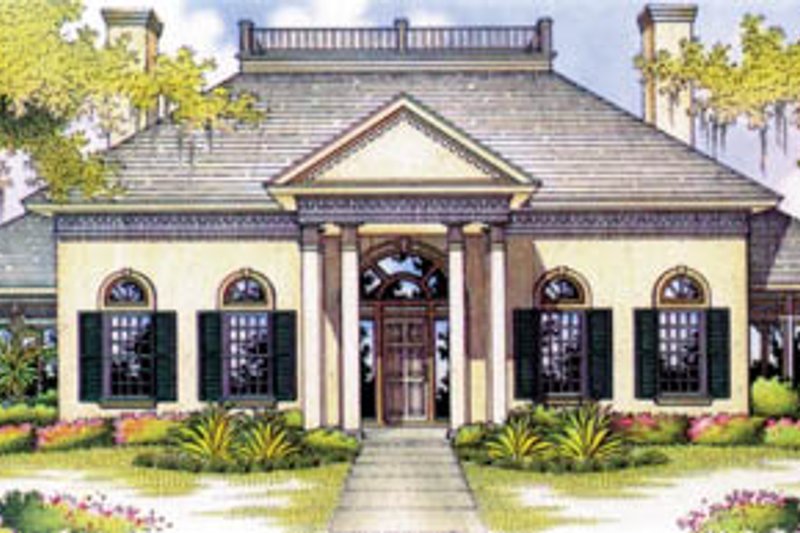 Architectural House Design - European Exterior - Front Elevation Plan #45-166