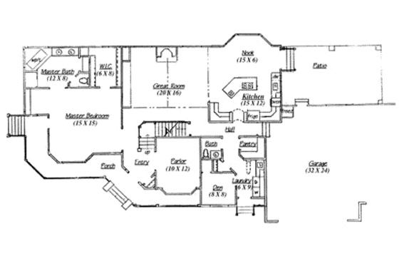 Floor Plan - Main Floor for Country House Plan #5-184 - 3 bed, 2.5 bath