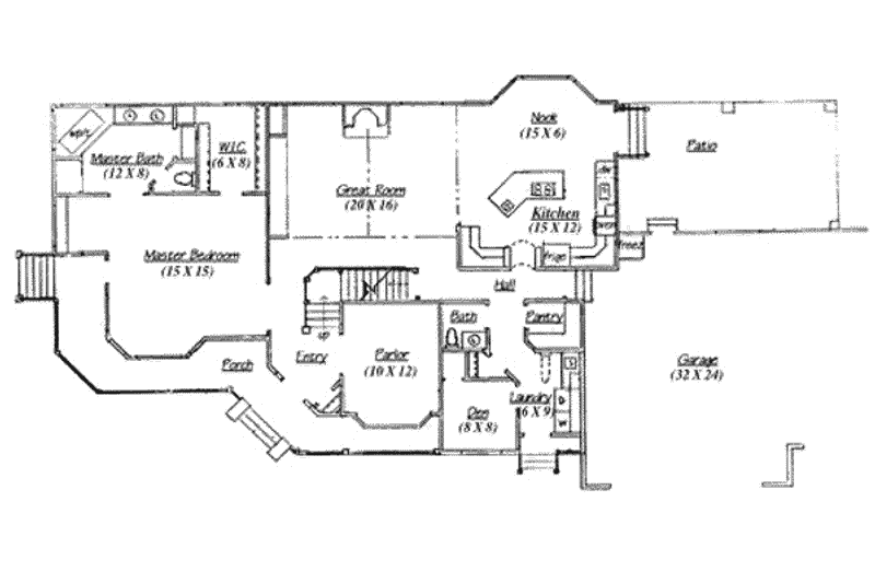 Architectural House Design - Floor Plan - Main Floor for Country House Plan #5-184 - 3 bed, 2.5 bath