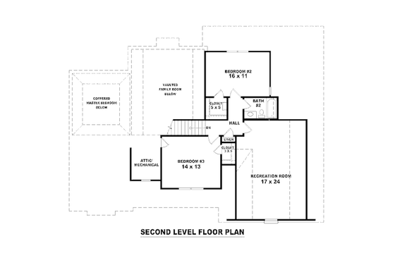 Floor Plan - Upper Floor for Traditional House Plan #81-13834 - 3 bed, 2.5 bath