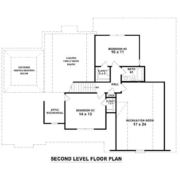 Traditional Floor Plan - Upper Floor Plan #81-13834
