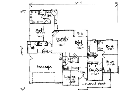 Floor Plan - Main Floor for Traditional House Plan #308-219 - 4 bed, 2.5 bath