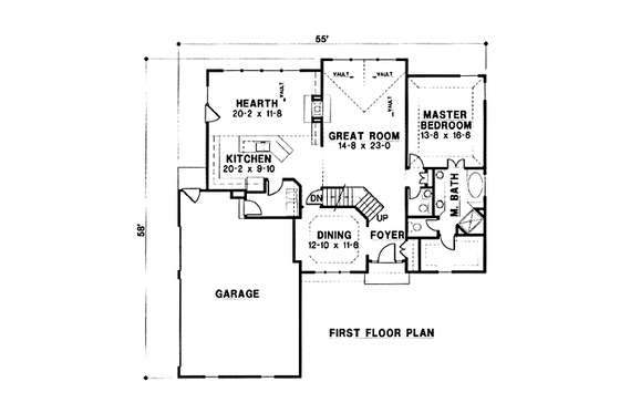 Floor Plan - Main Floor for Traditional House Plan #67-135 - 4 bed, 3 bath