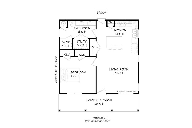 Home Plan - Floor Plan - Main Floor for Traditional House Plan #932-481 - 1 bed, 1 bath