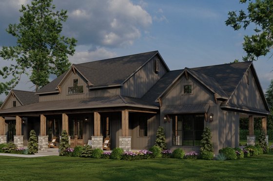 Exterior - Front Elevation 3 for Barndominium House Plan #923-366 - 3 bed, 3.5 bath